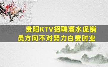 贵阳KTV招聘酒水促销员方向不对努力白费时业
